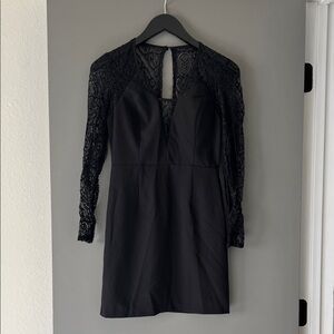 Black Lace Long Sleeve Evening Dress